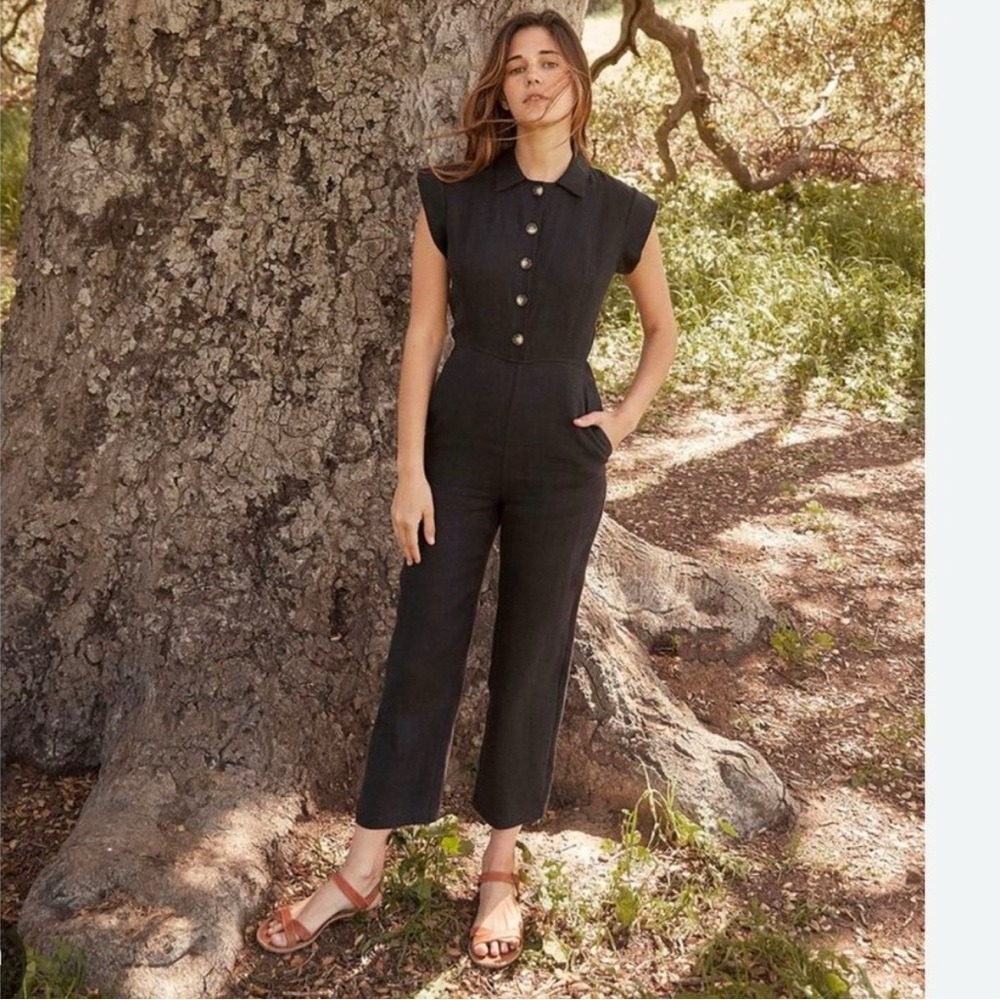 Christy Dawn The Phoebe Jumper Noir Linen Black Size Medium - Picture 2 of 7